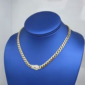 Gold Cuban Link Chain Necklace with Pavé Clasp